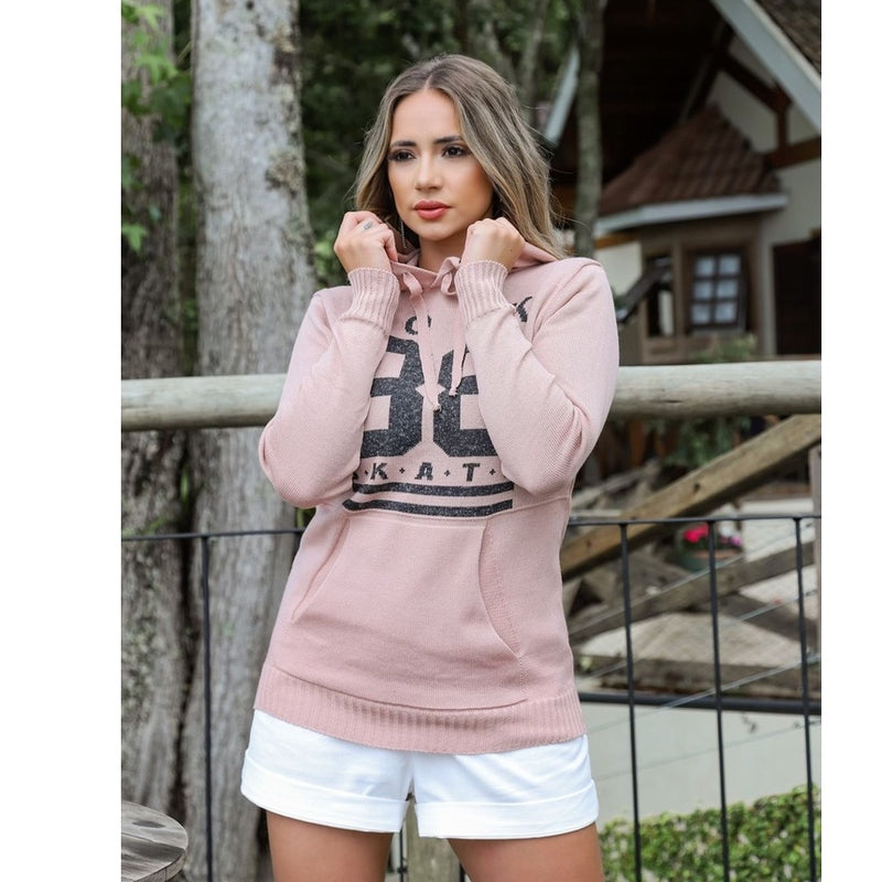 Blusa Feminina Blusa Frio Tricot Blusa Feminino com Touca (FERNANDA)