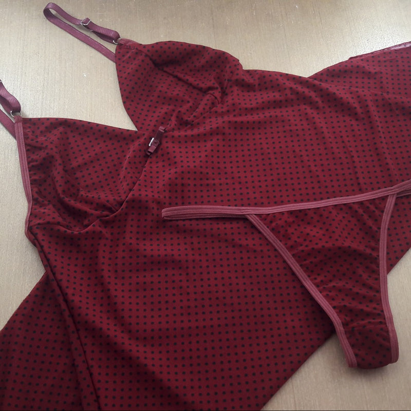 Camisola Sandy Cor:Vinho/Poá Preto;Tamanho:M (LBR9239SKU134056)