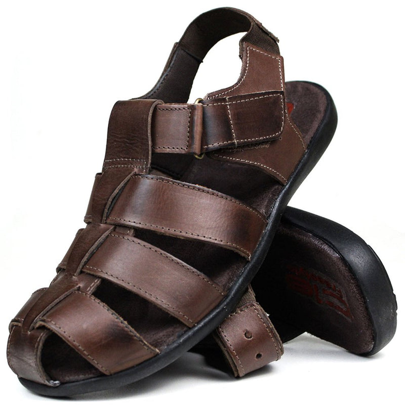 Sandália Papete Masculina de Couro Chocolate (10C9660LATCHC)