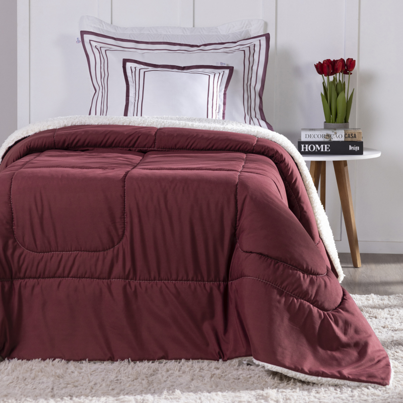 Kit Coberdrom Soft 03 Peças Solteiro cor:Vermelho Marsala (3003-17)
