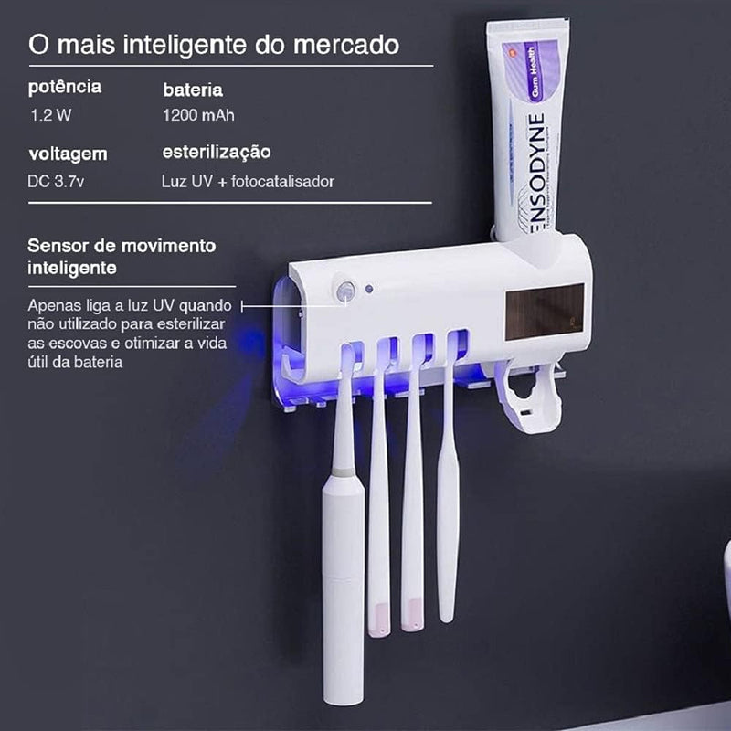 Suporte Dispenser Porta Escova de Dentes UV (Dispenser Pasta)