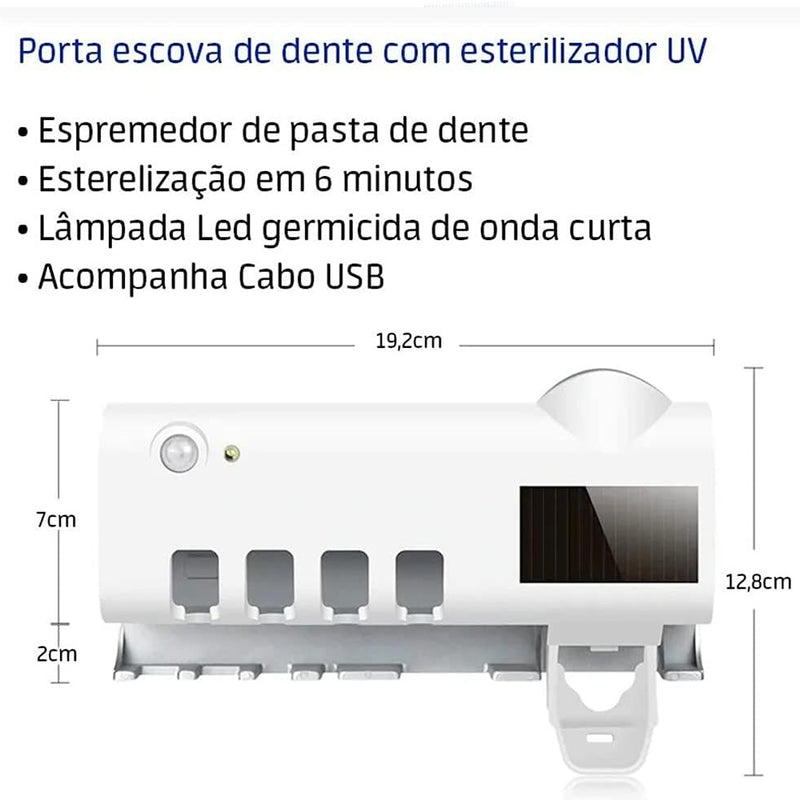 Suporte Dispenser Porta Escova de Dentes UV (Dispenser Pasta)
